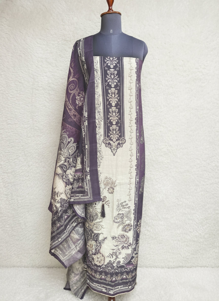 BROWN SEMI MUSLIN SALWAR MATERIAL - 30283