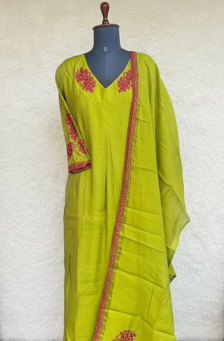 GREEN CHANDERI SALWAR FULL SET - 30416