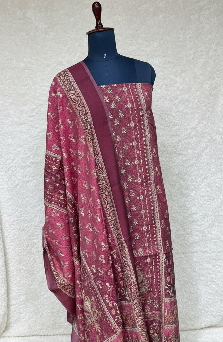 (OFFER) 4WINE SILK SALWAR MATERIAL -2644
