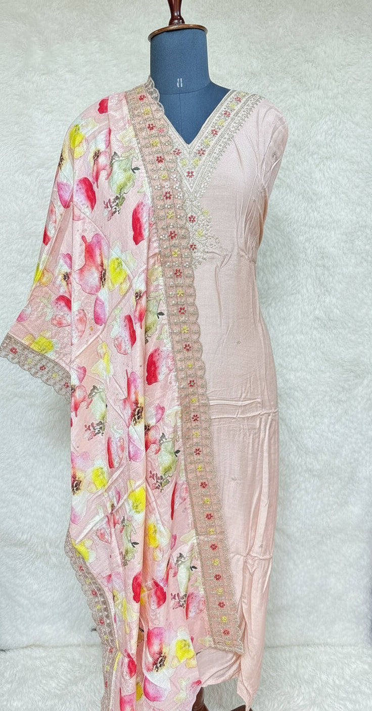 (OFFER) SILK SEMI STITCHED SALWAR MATERIAL - 1333