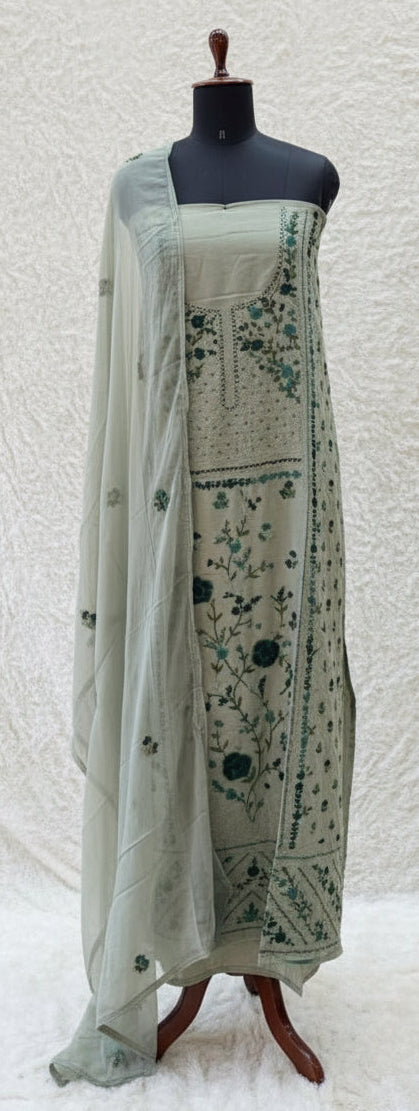 PASTEL GREEN SILK SALWAR MATERIAL - 30393