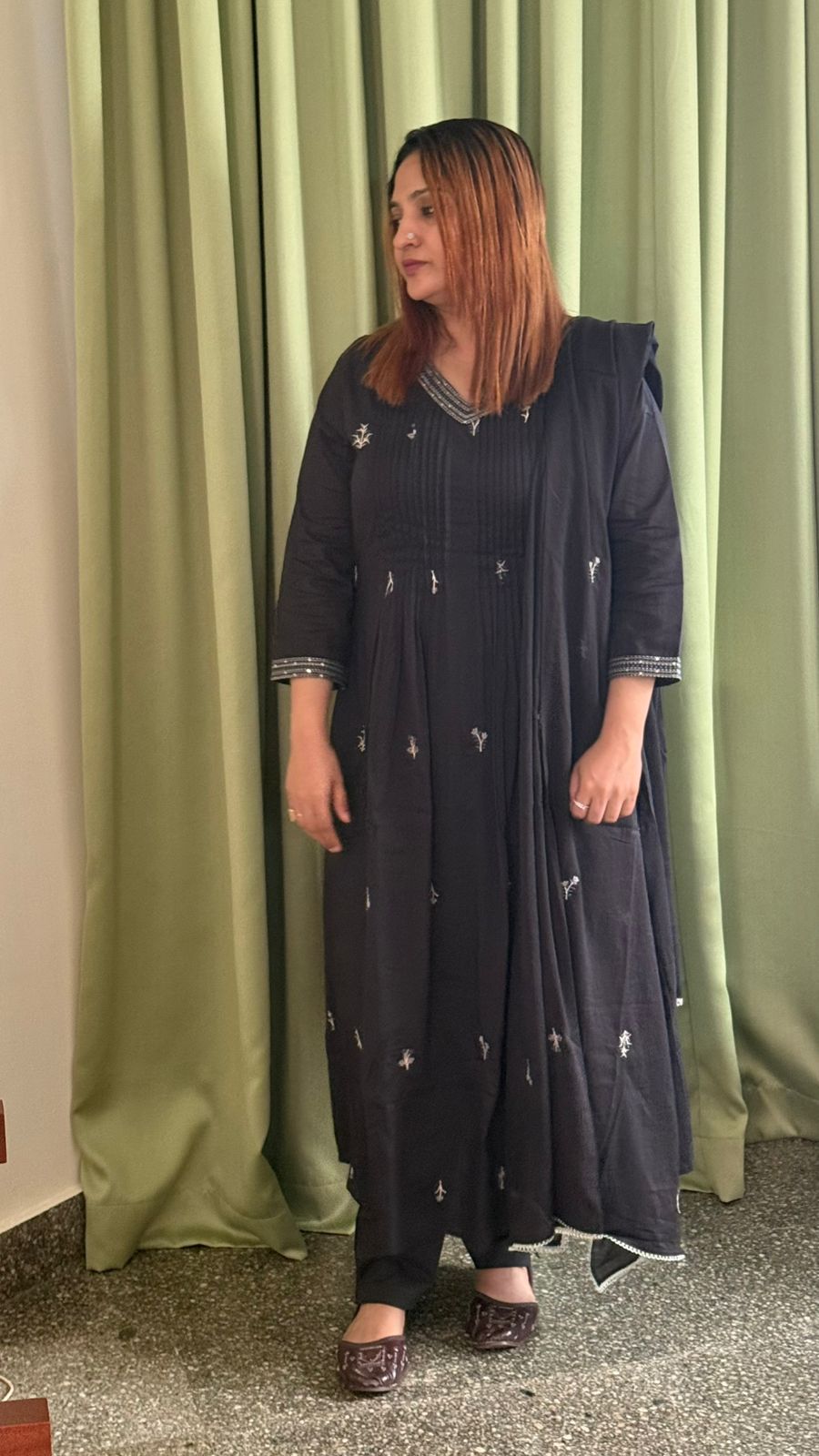 MUL COTTON BLACK SALWAR FULL SET - 30423