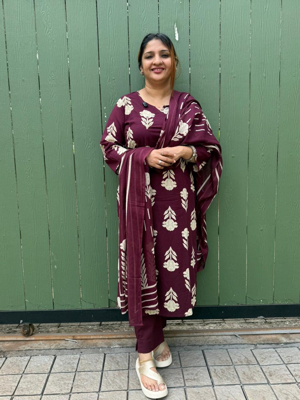 DEEP PURPLE COTTON FULL SALWAR SET- 30532