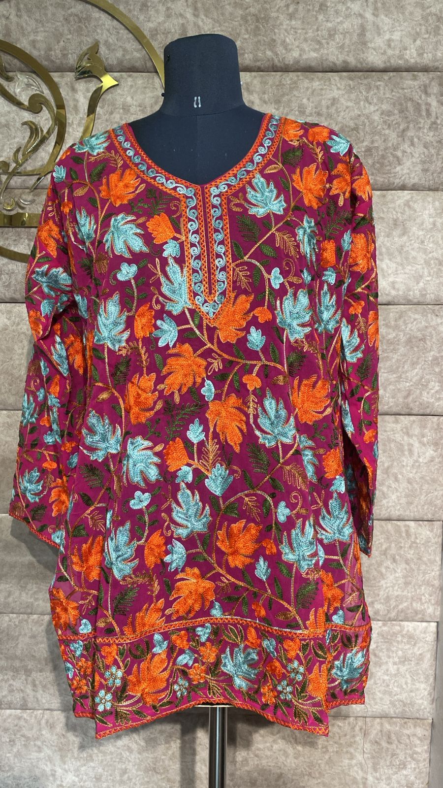 ROSE TOP GEORGETTE KASHMIRI AARI WORK - 30563