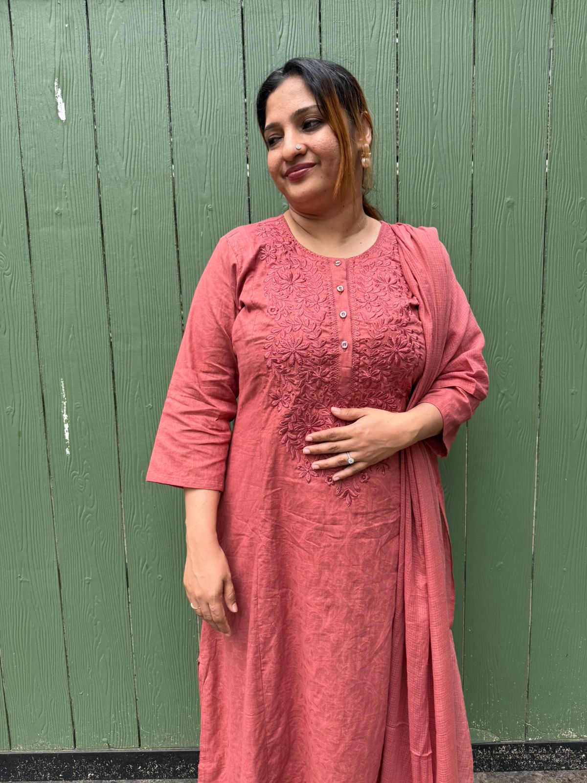 DUSTY ROSE CHIKANKARI FULL SALWAR SET - 30627
