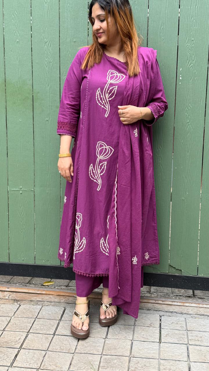 COTTON WINE FULL SALWAR SET- 30589