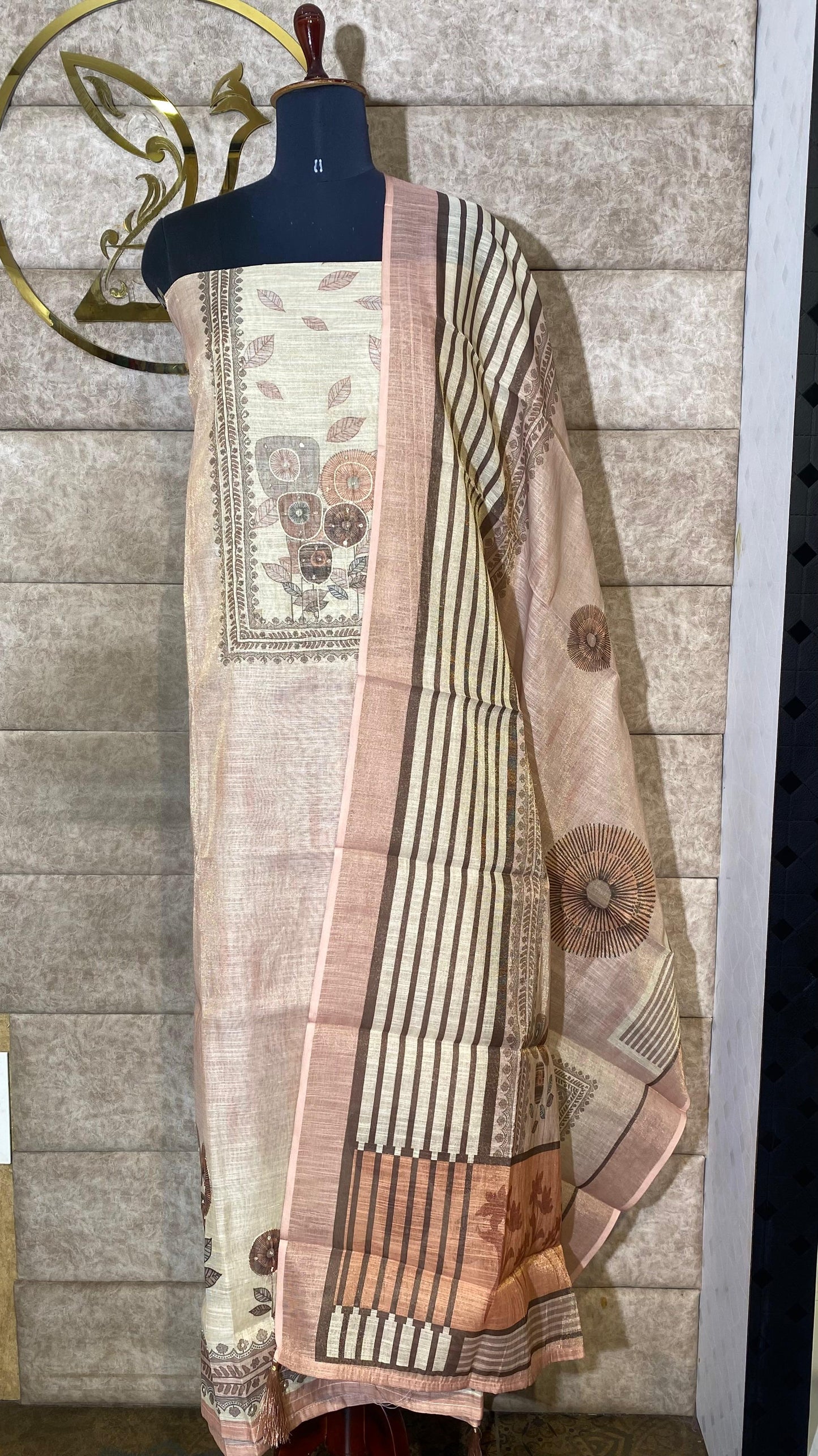 PASTEL PEACH & IVORY SALWAR MATERIAL - 30658
