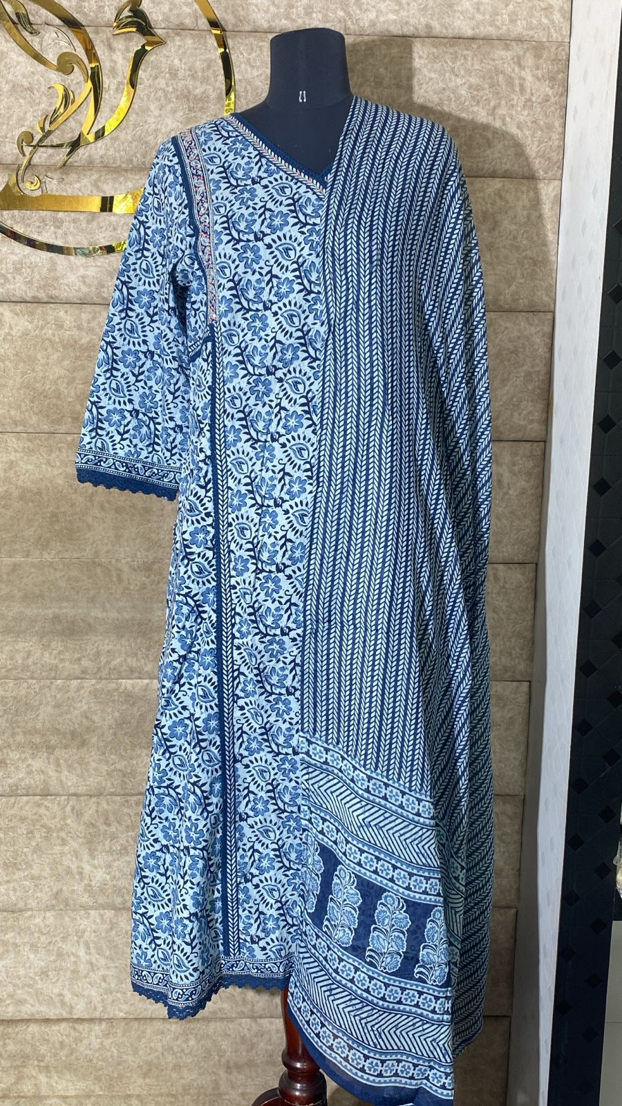 BLUE COTTON FULL SALWAR SET - 30668