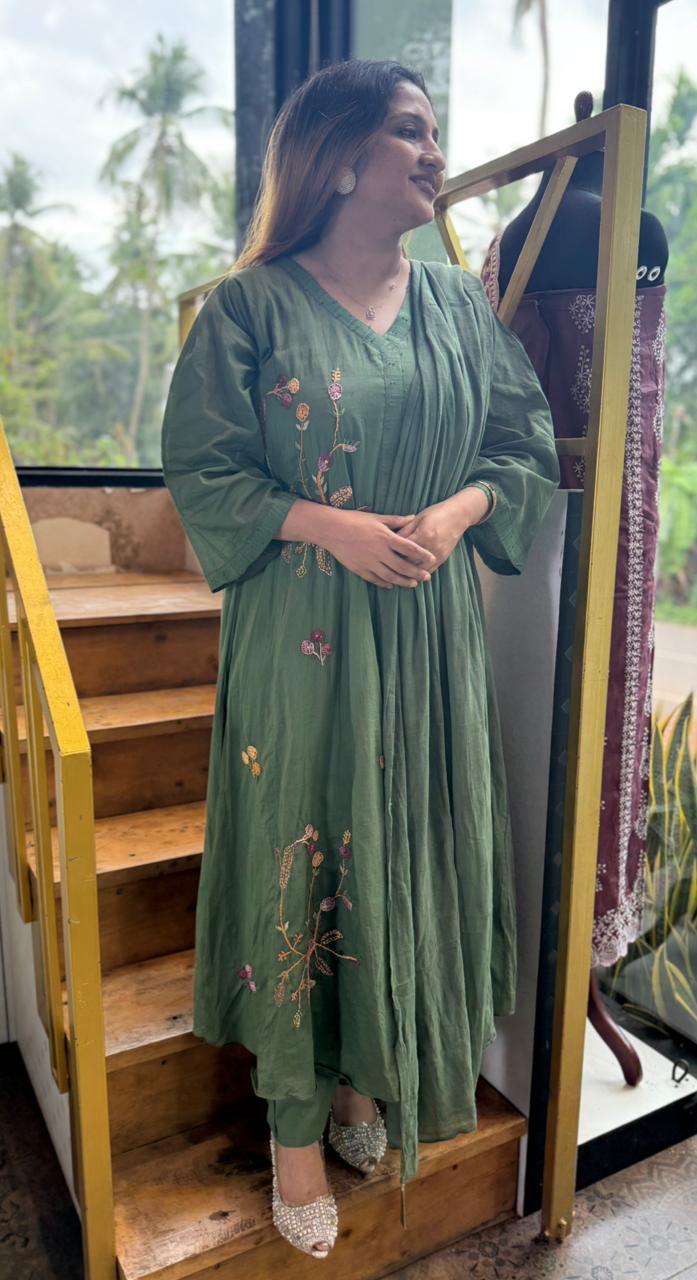 GREEN MUL COTTON FULL SALWAR SET - 30715