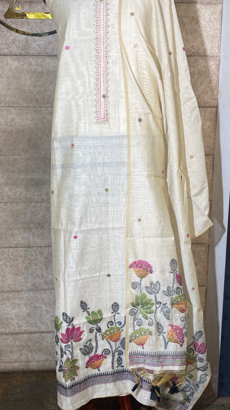 IVORY AND BLACK FULL SALWAR MATERIAL- 30707