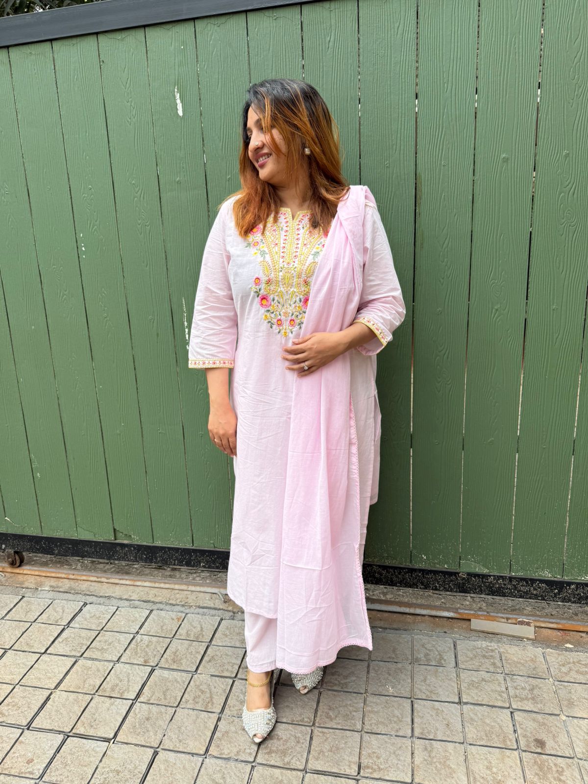 PASTEL PINK COTTON FULL SALWAR SET - 30624