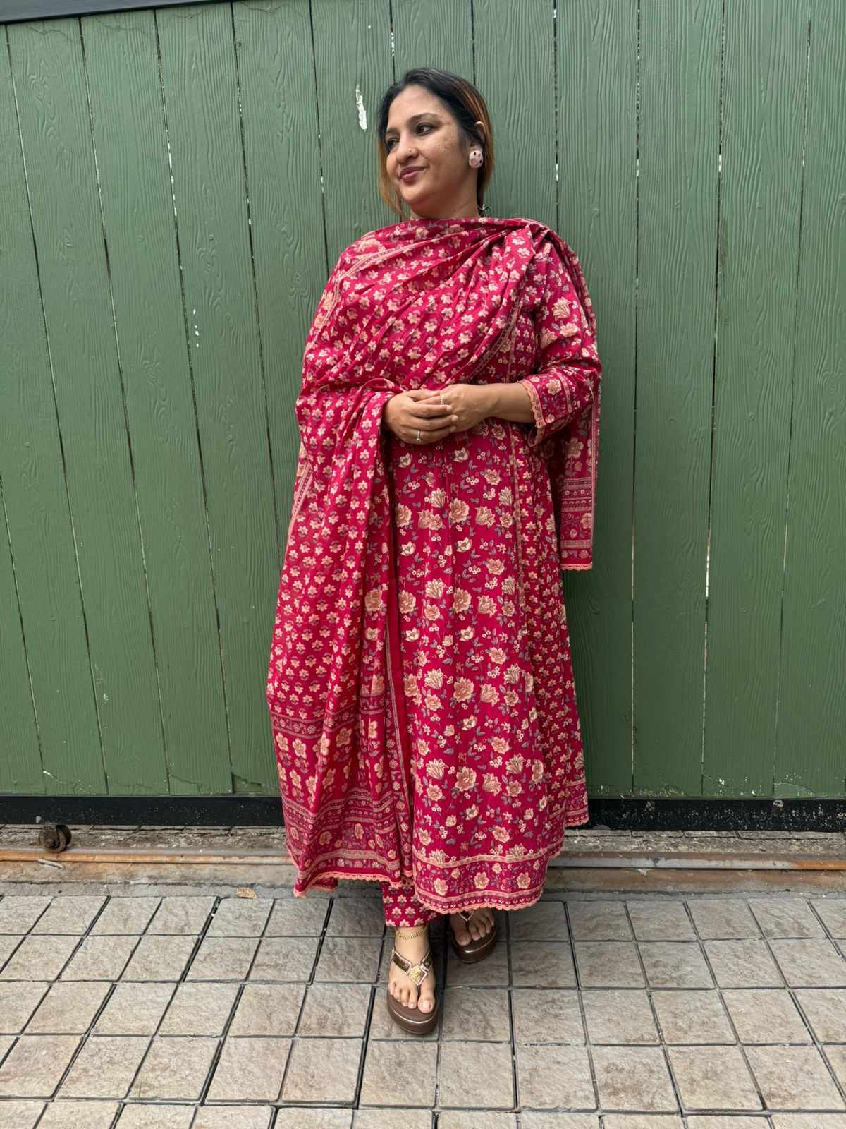 COTTON RED FULL SALWAR SET - 30597