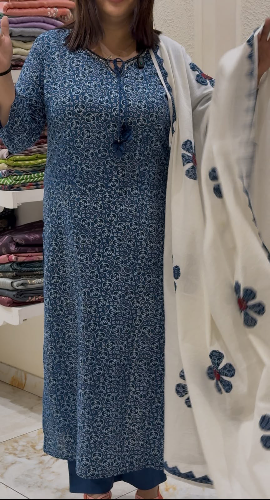 BLUE COLOUR SLIM FIT COTTON SALWAR SET -52528