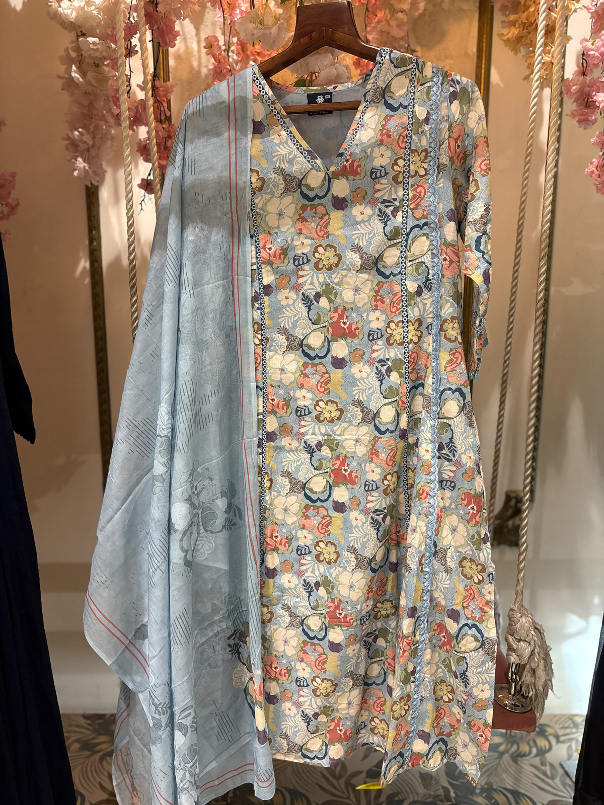 FLORAL PRINTED PASTEL BLUE SALWAR SET-52711