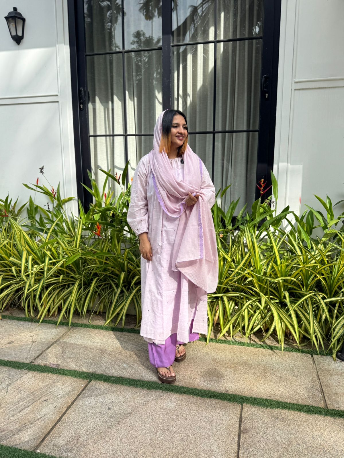 PASTEL PURPLE COTTON FULL SALWAR SET- 52458