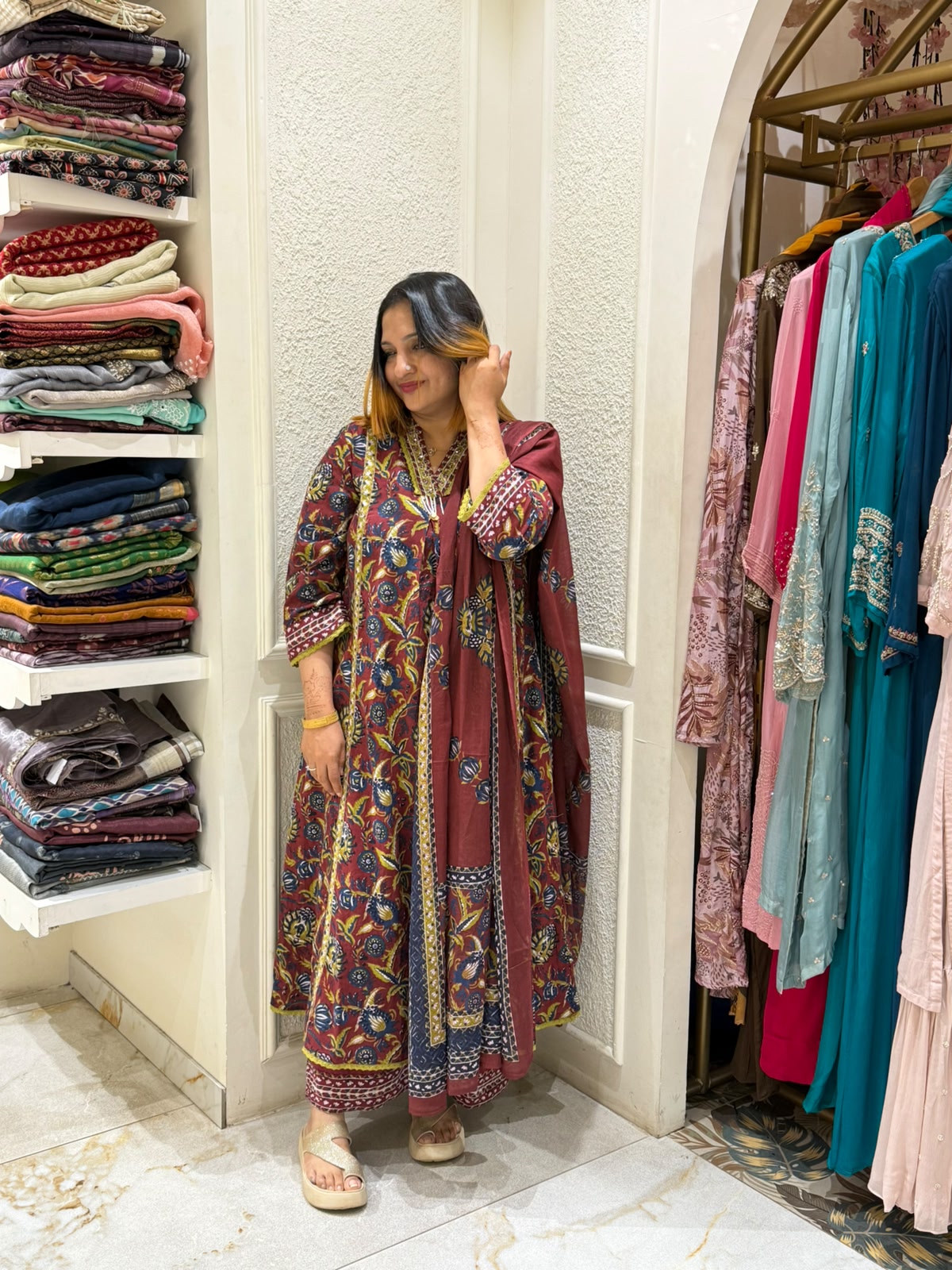 WINE COTTON FULL SALWAR SET - 30716