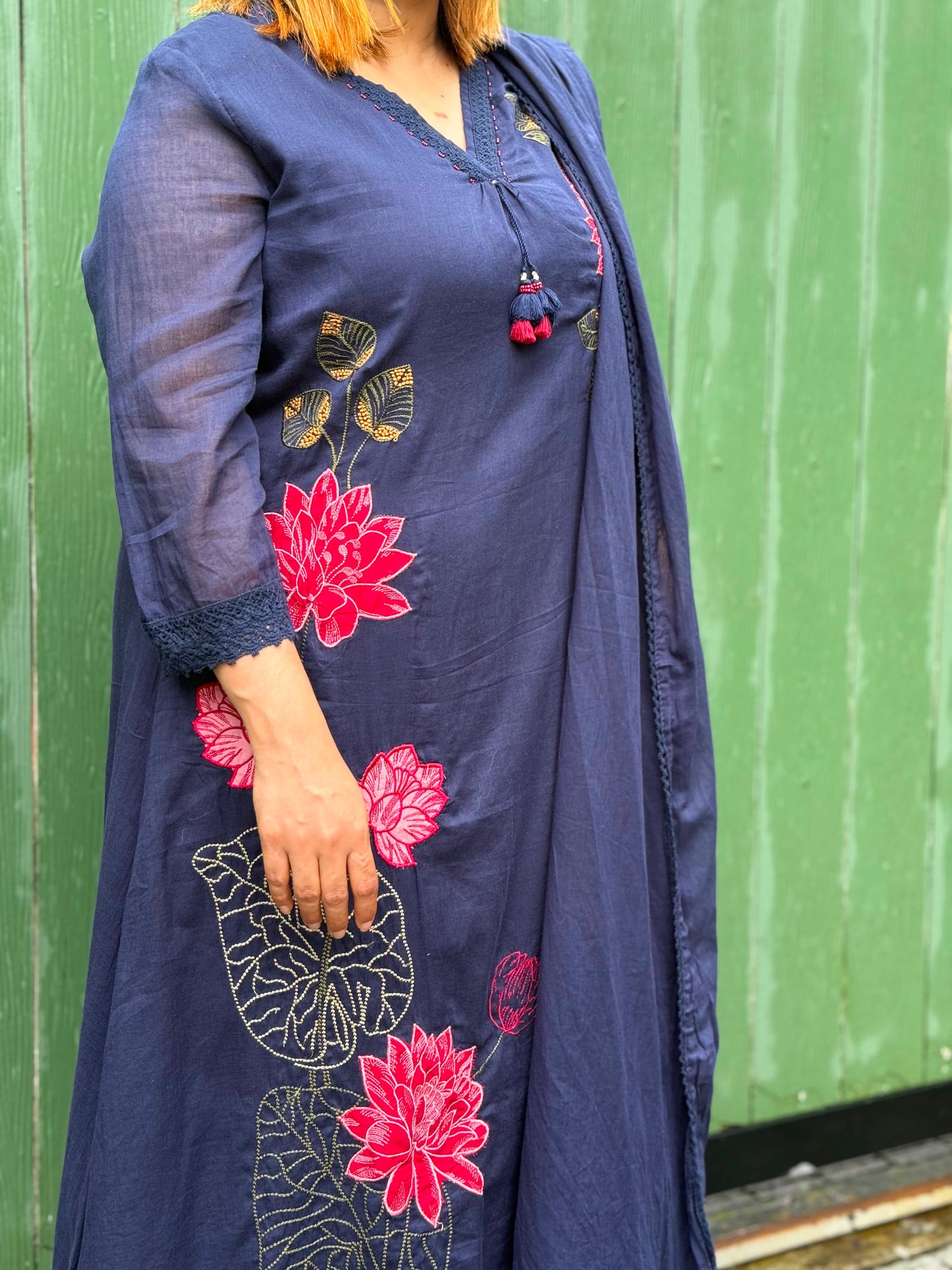 NAVY BLUE MUL COTTON SALWAR SUIT - 30735
