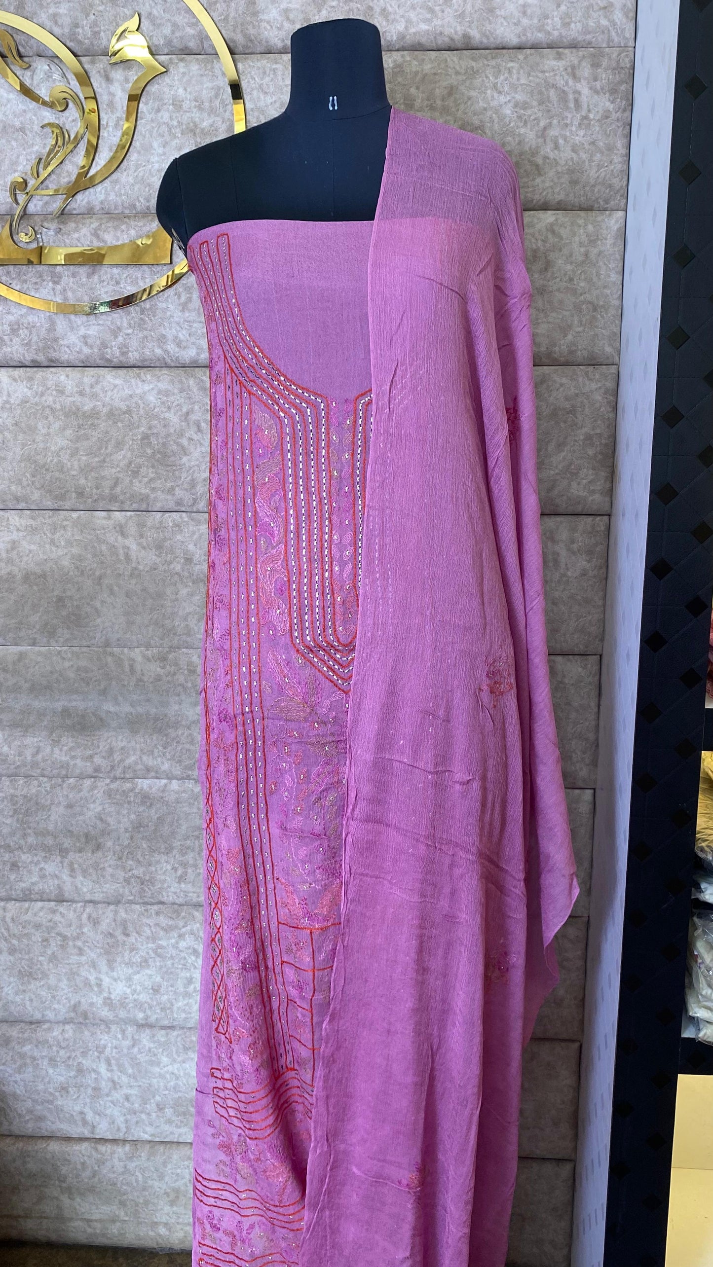 PASTEL PURPLE KARACHI SALWAR MATERIAL - 30620 (WITHOUT BOTTOM)
