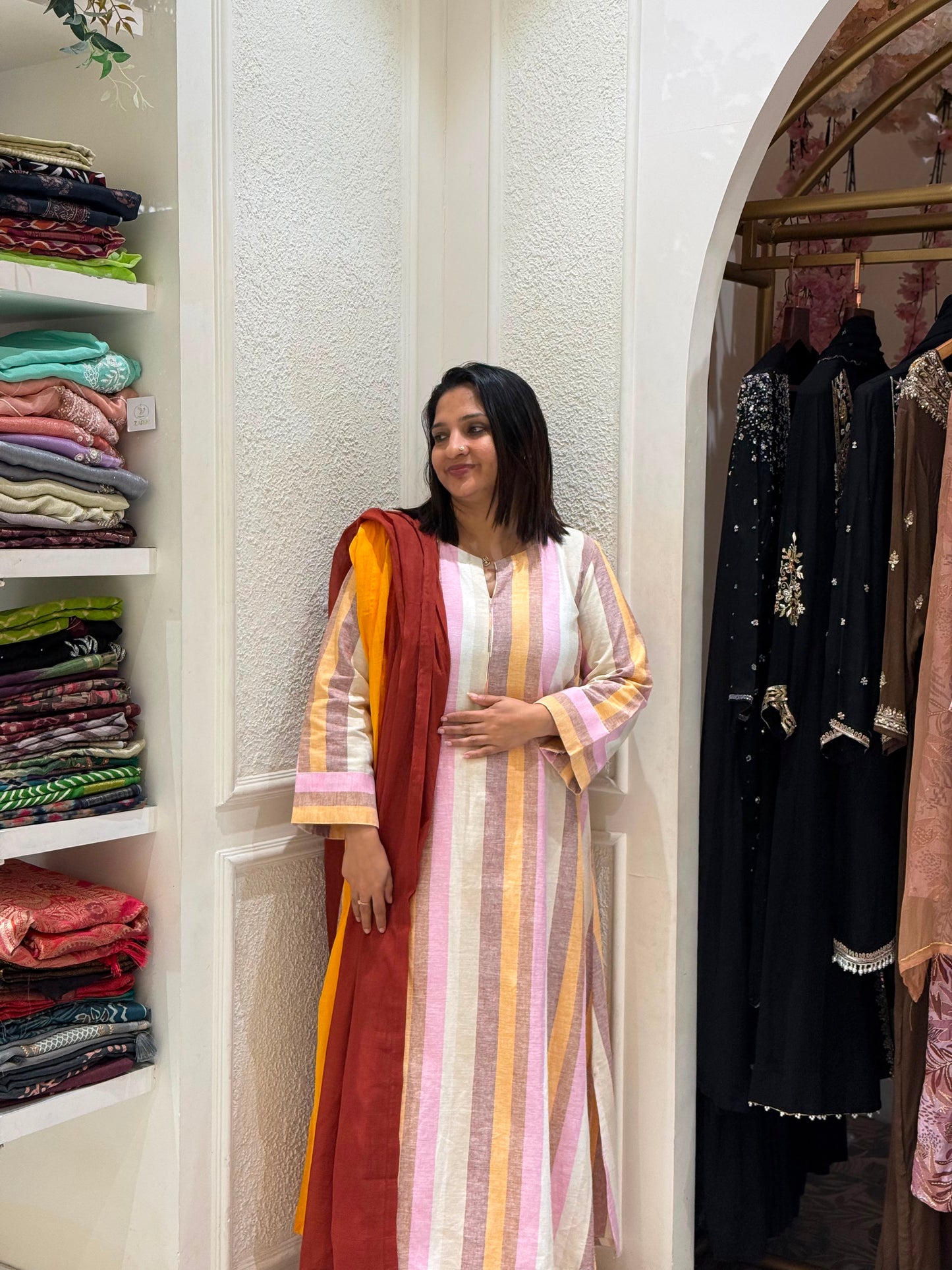MULTICOLOUR STRIPED COTTON KURTA SET -52614