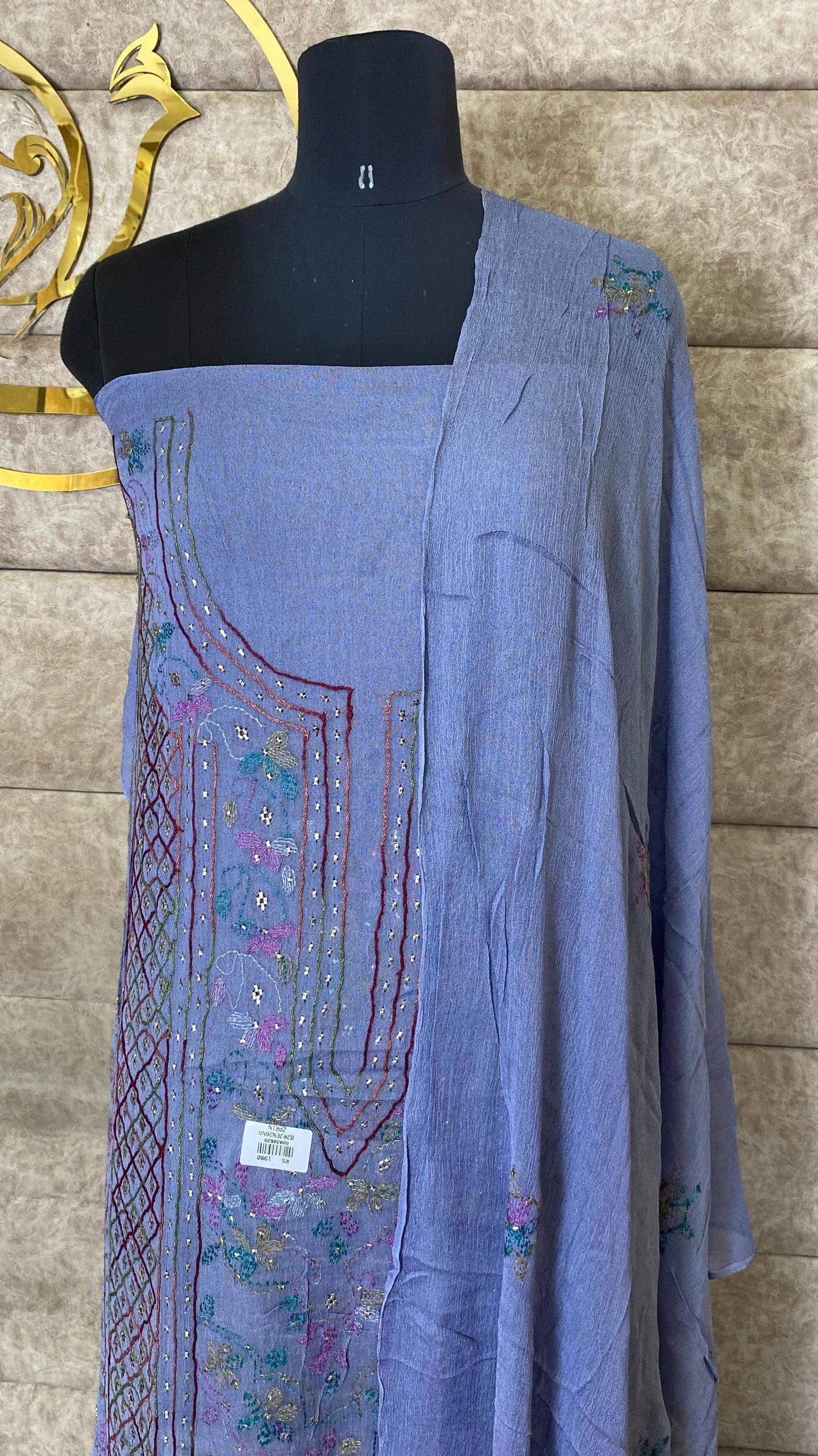 LAVANDER KARACHI SALWAR MATERIAL - 30620 (WITHOUT BOTTOM)