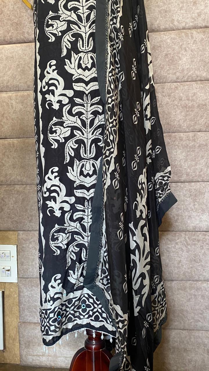 MUSLIN BLACK SALWAR FULL SET-31503