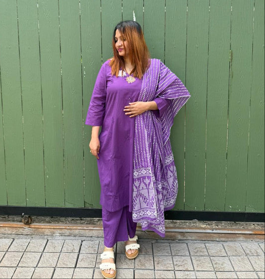 VIOLET COTTON FULL SALWAR SET - 30473