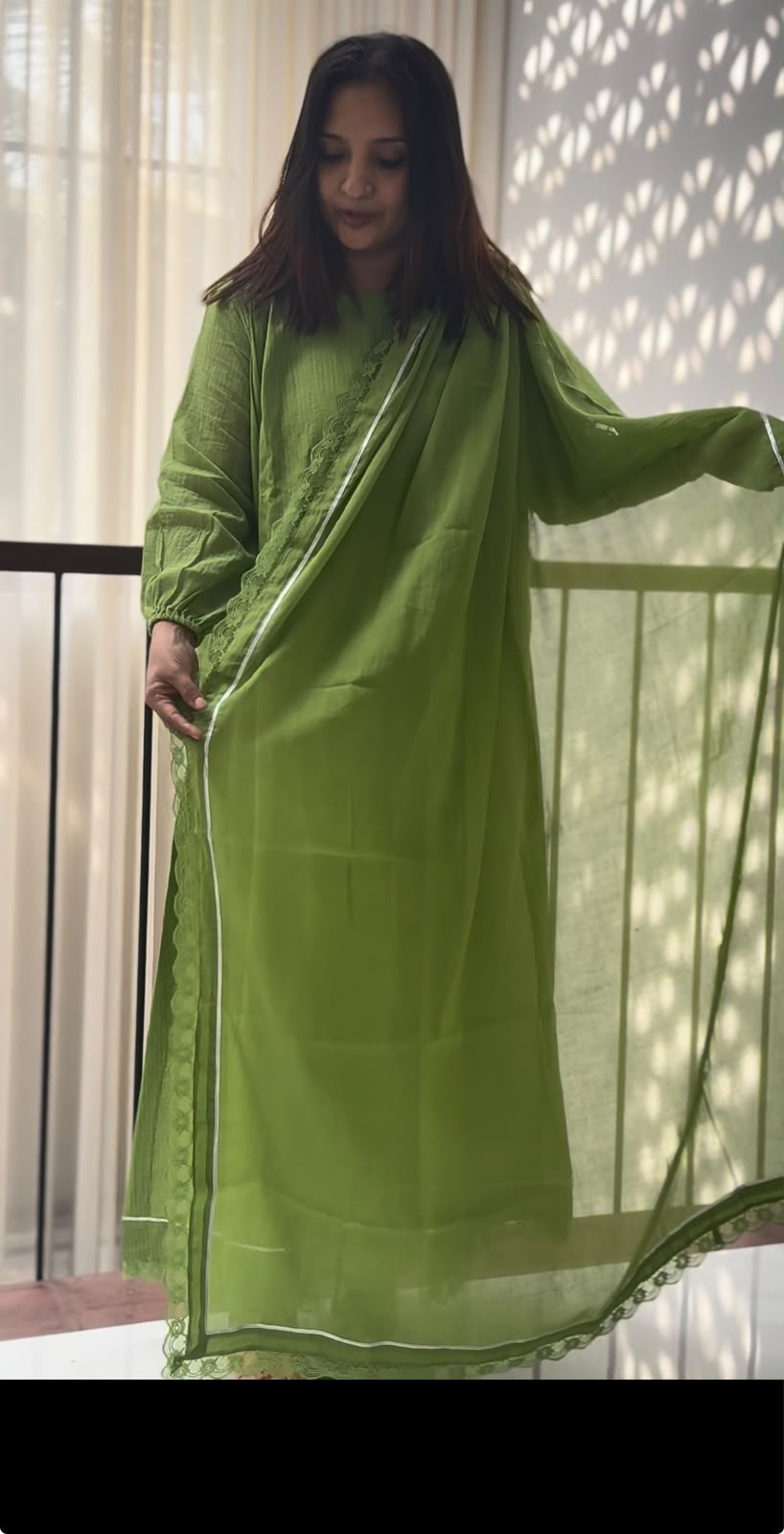 ELEGANT PISTA GREEN COTTA CHECK SALWAR -30782