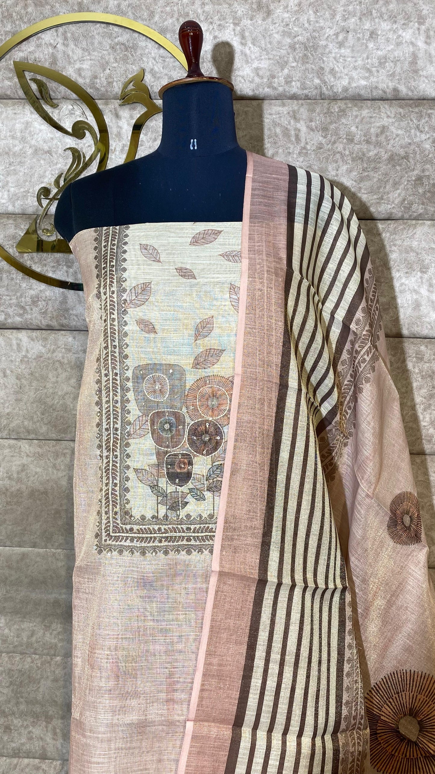 PASTEL PEACH & IVORY  SALWAR MATERIAL - 30658