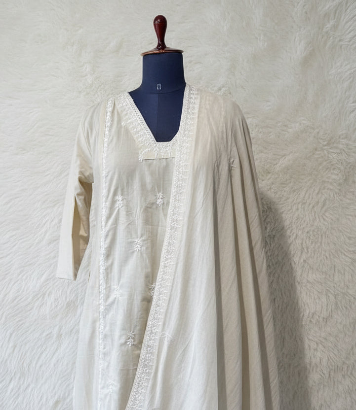 CREAM COTTON FULL SALWAR SET - 30475