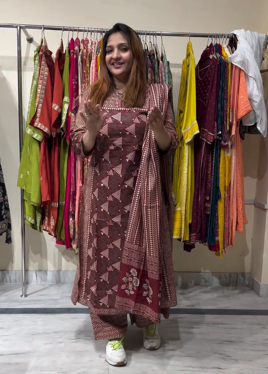 MAROON COTTON FULL SALWAR SET - 30591