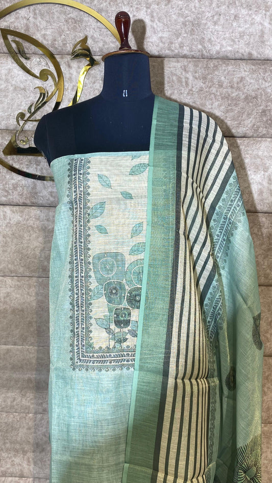 MINT GREEN & IVORY  SALWAR MATERIAL - 30658