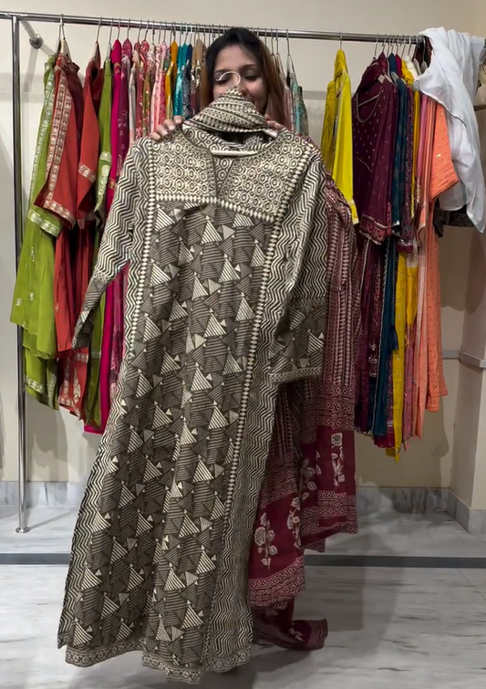 BROWN COTTON FULL SALWAR SET -30592