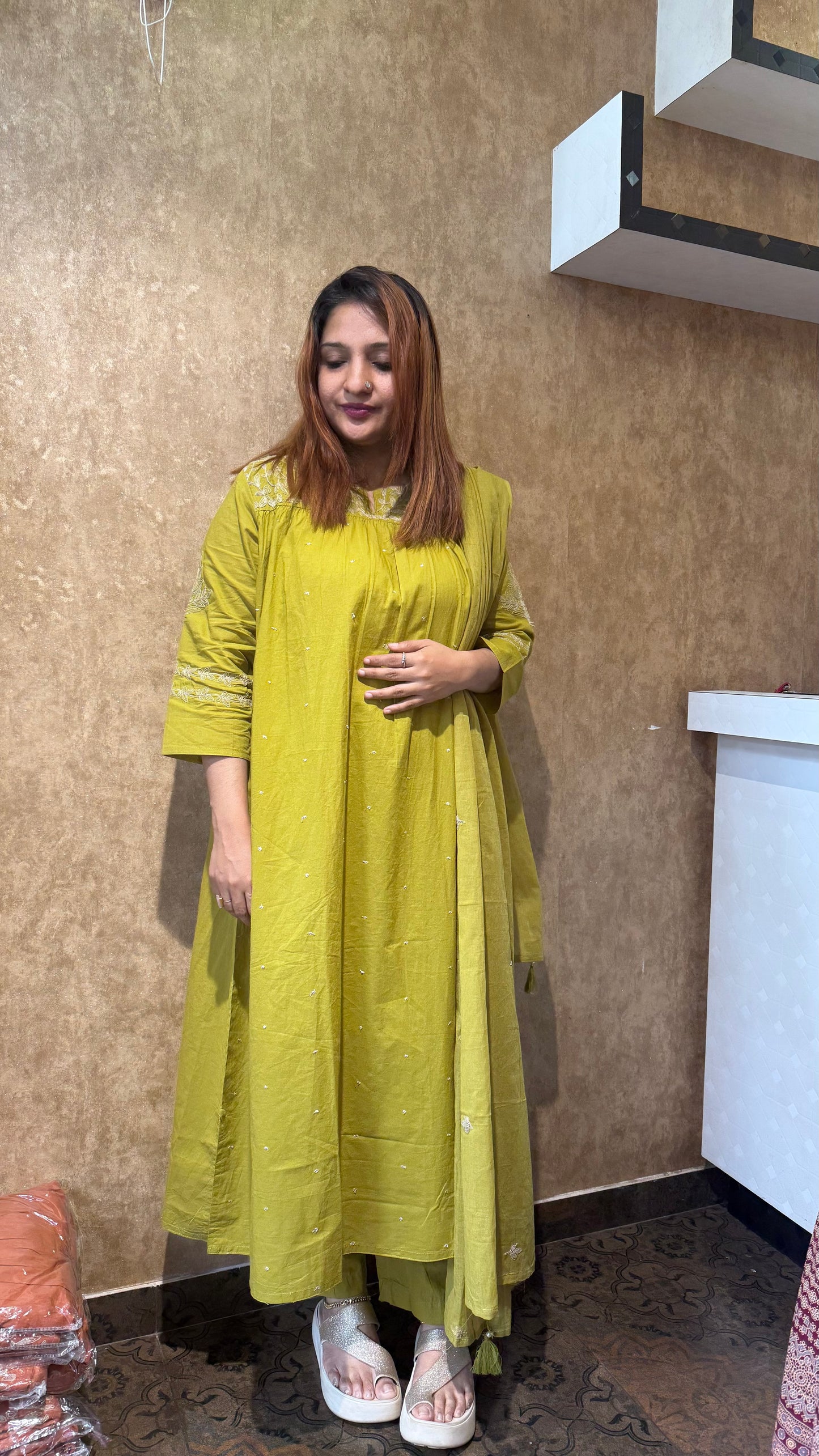 OLIVE GREEN FULL SALWAR SET - 30464