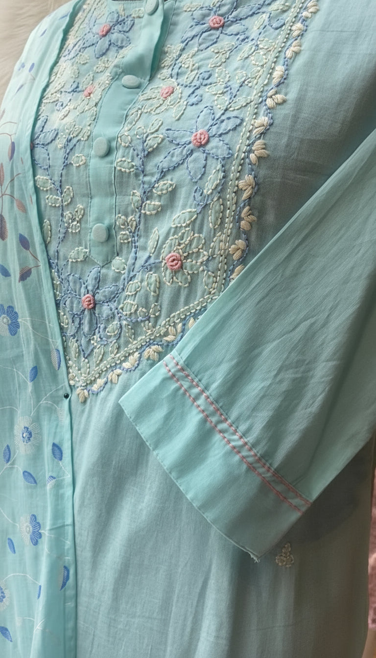 SKY BLUE COTTON SALWAR SUIT SET - 30311