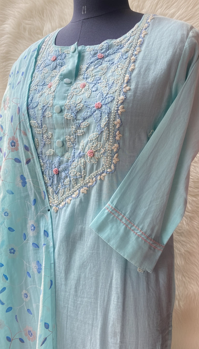 SKY BLUE COTTON SALWAR SUIT SET - 30311