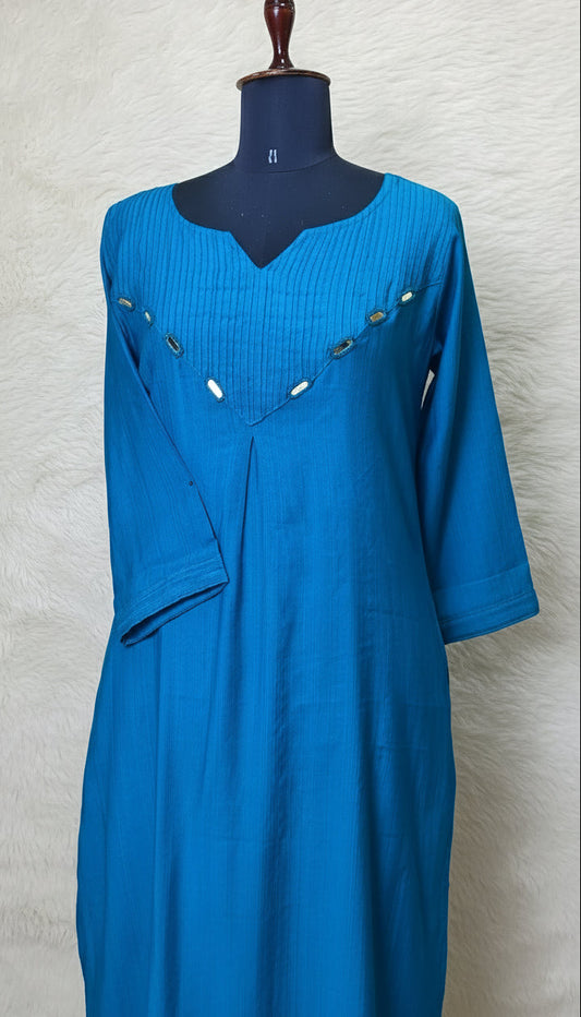 PEACOCK BLUE COTTON COD SET - 30318