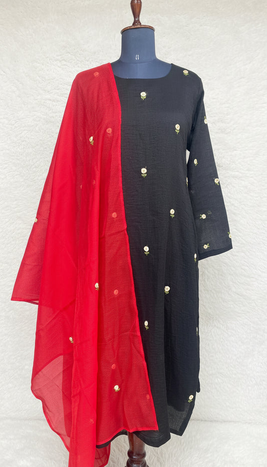 BLACK COTTA SALWAR SUIT SET - 30386
