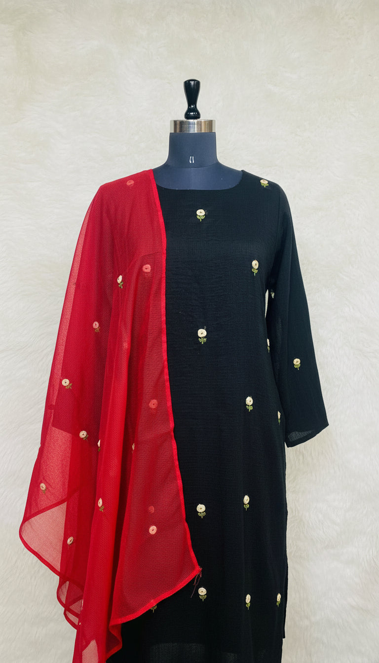 BLACK COTTA SALWAR SUIT SET - 30386