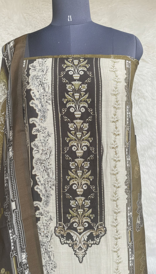 GREEN SEMI MUSLIN SALWAR MATERIAL - 30283