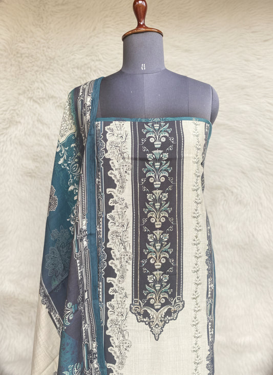 BLUE SEMI MUSLIN SALWAR MATERIAL - 30283
