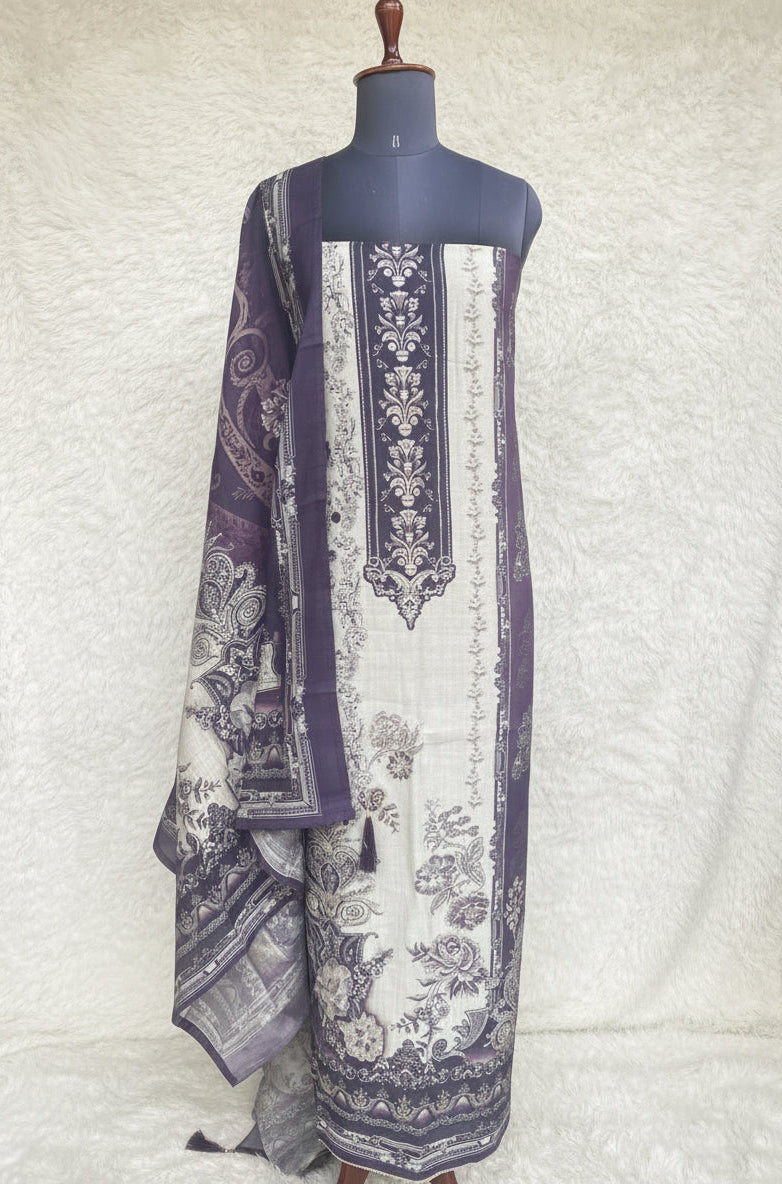 VIOLET SEMI MUSLIN SALWAR MATERIAL - 30283