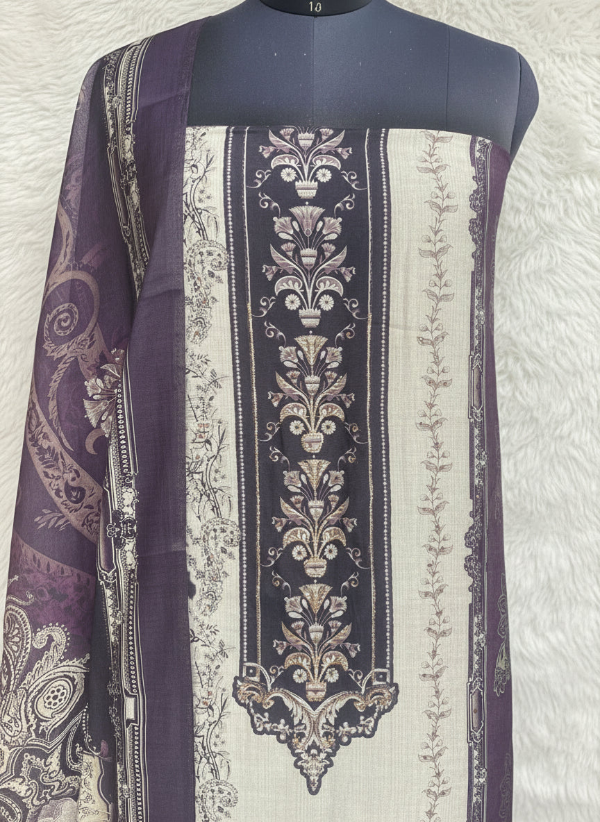 VIOLET SEMI MUSLIN SALWAR MATERIAL - 30283