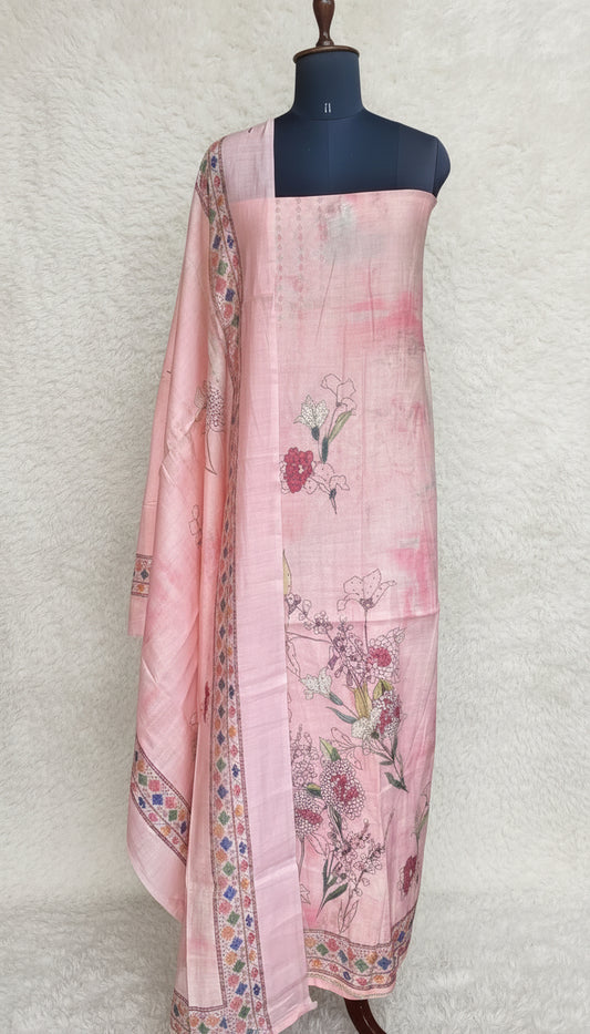 PINK MUSLIN FULL SET SALWAR  MATERIAL  -  clt777  (KAFTHAN TYPE STITCHABLE)