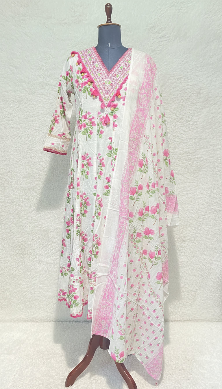 WHITE COTTON SALWAR FULL SET - 30417