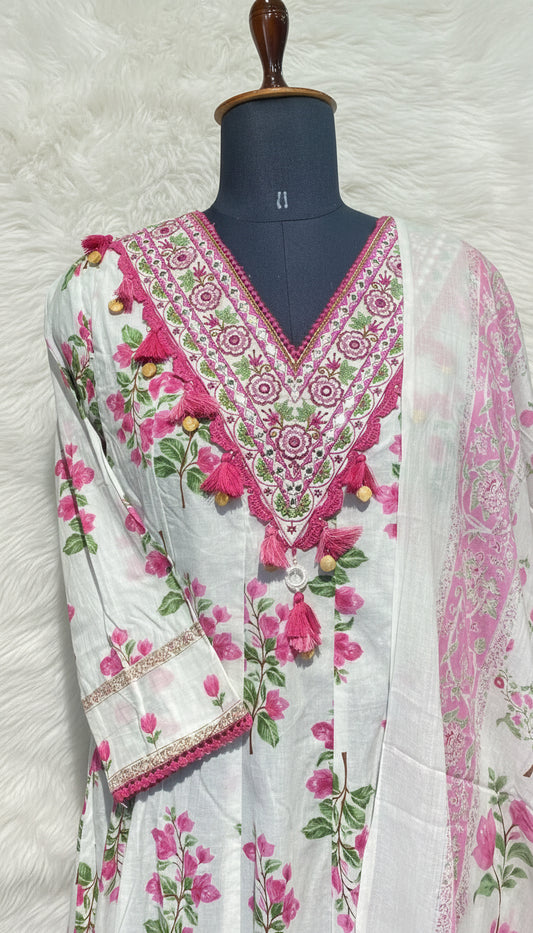 WHITE COTTON SALWAR FULL SET - 30417