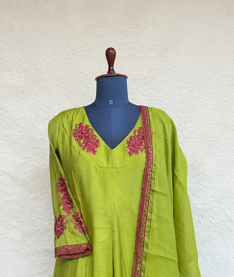 GREEN CHANDERI SALWAR FULL SET - 30416