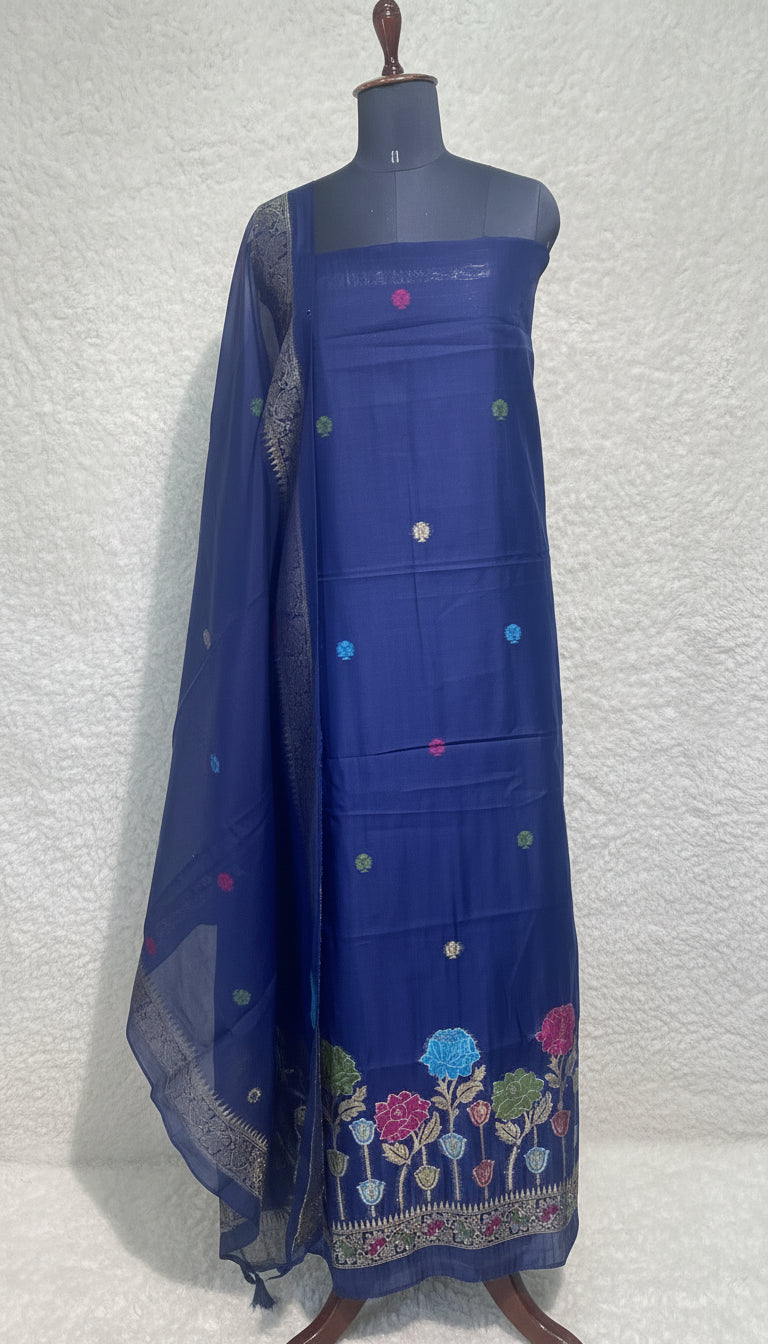 NAVY BLUE JAMDANI SALWAR FULL SET - 30411