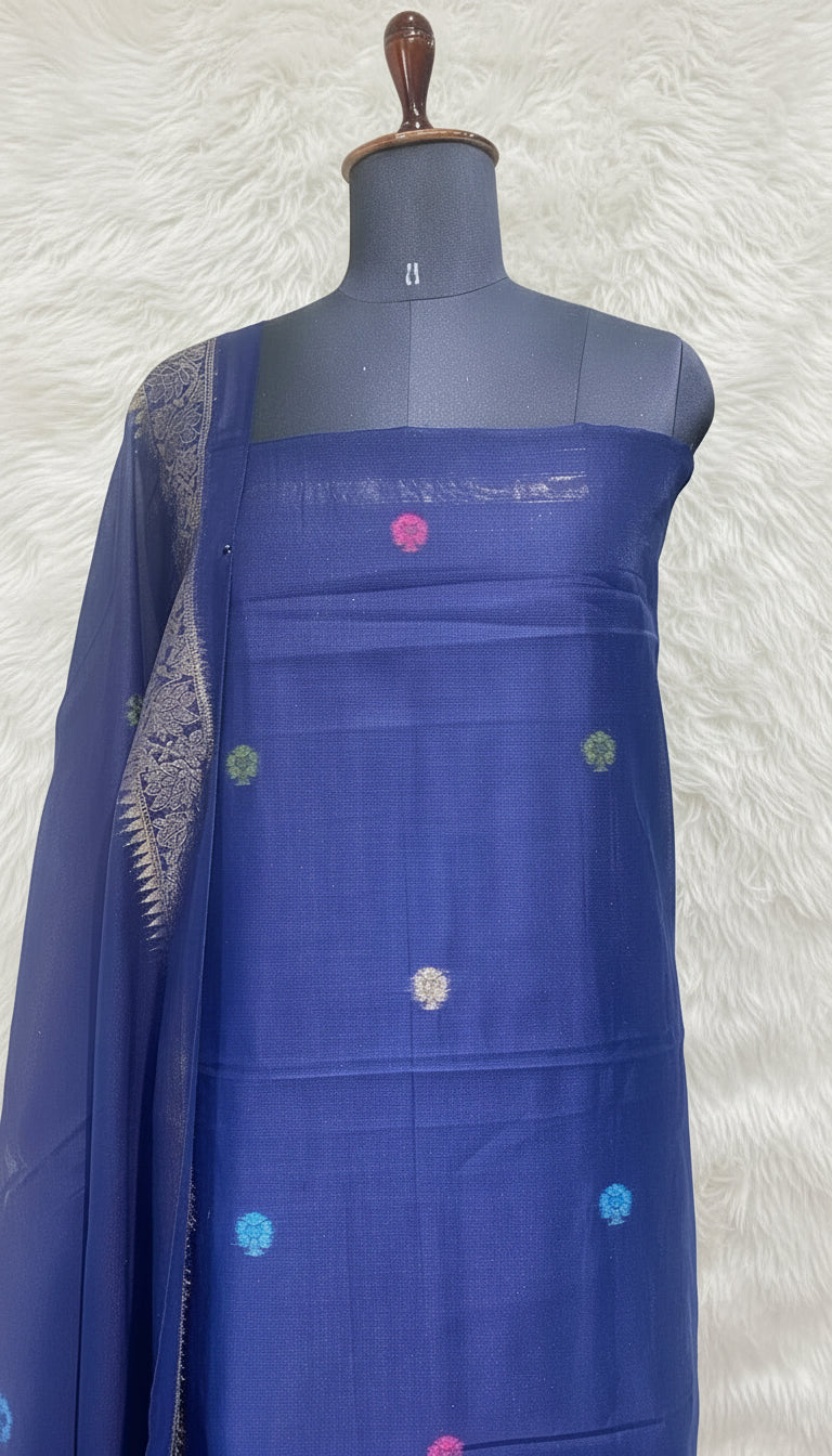 NAVY BLUE JAMDANI SALWAR FULL SET - 30411