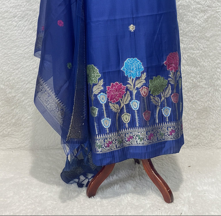 NAVY BLUE JAMDANI SALWAR FULL SET - 30411