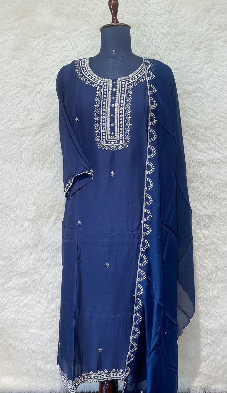 NAVY BLUE PARTY WEAR FULL SALWAR SET - 30431